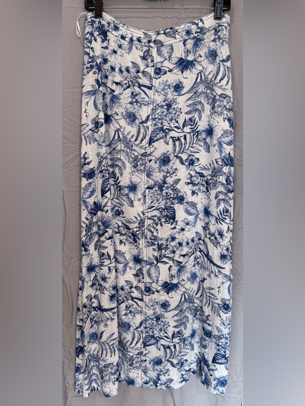 CeCe White Maxi Skirt with Blue Floral Print